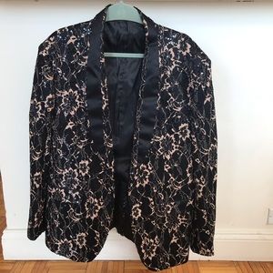 Giovanni Testi Black and Tan Lace Sequin Jacket